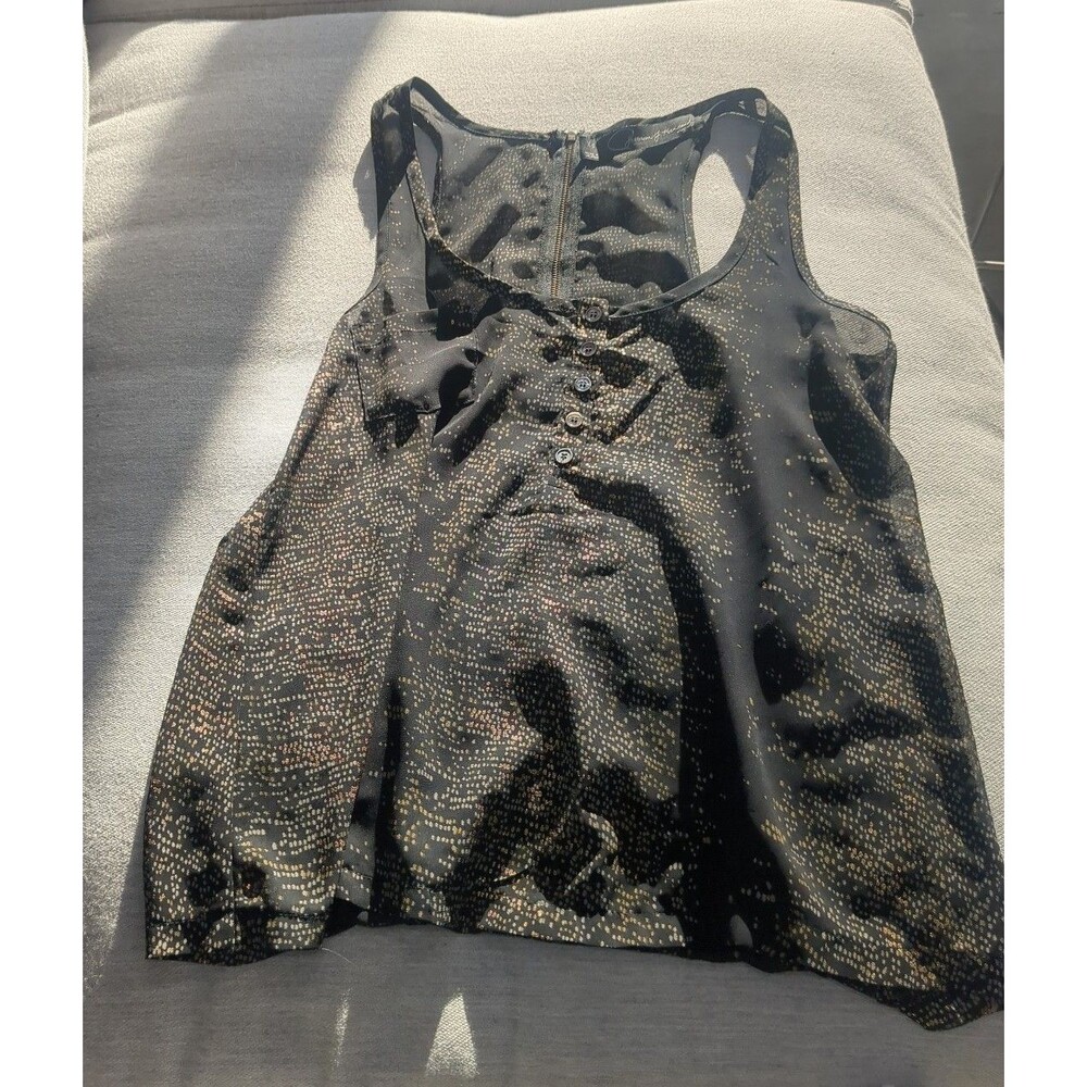 NWOT PJK Sheer Metallic Button Front Tank